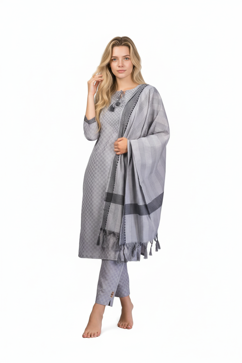 Women Cotton Blend Kurti Pant Dapatta Set